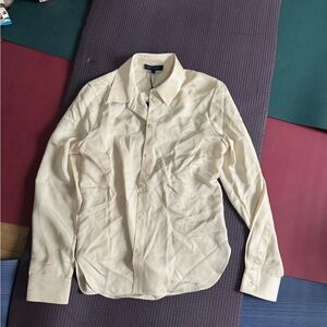 NWT New with Tags Patrick Assaraf Classic Silk Shirt in Ecru Large